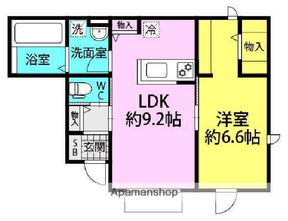 ベルリード武庫川(1LDK/1階)の間取り写真