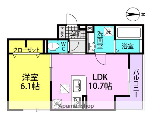 D-ROOM武庫之荘(1LDK/1階)の間取り写真