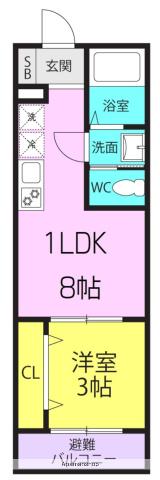 CASA杭瀬南(1LDK/2階)の間取り写真