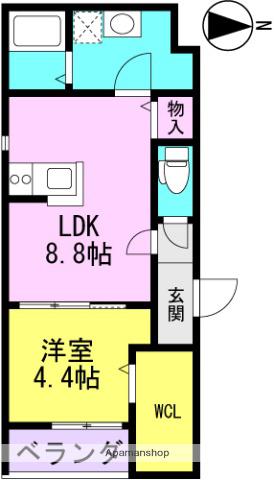 REGIES立花町(1LDK/1階)の間取り写真