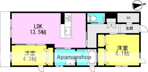 シャーメゾン ウィル立花(2LDK/2階)の間取り写真