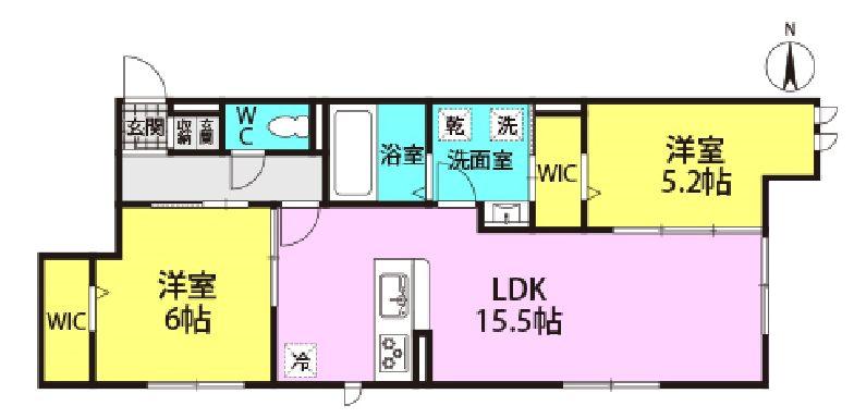 ロゼリア(2LDK/1階)の間取り写真