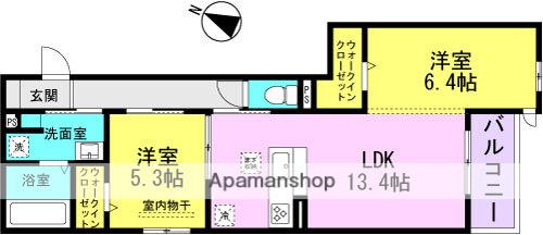 アグレアーブル立花(2LDK/1階)の間取り写真