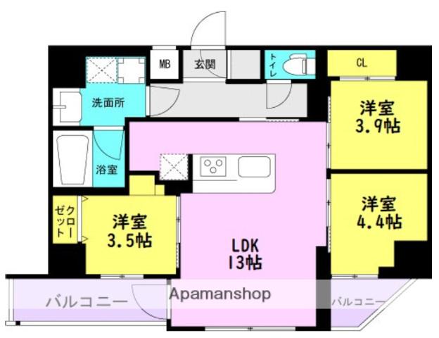 アーバネックス塚口(3LDK/10階)の間取り写真