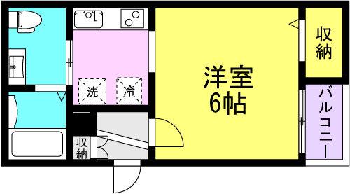 CASA出屋敷駅前(1K/2階)の間取り写真