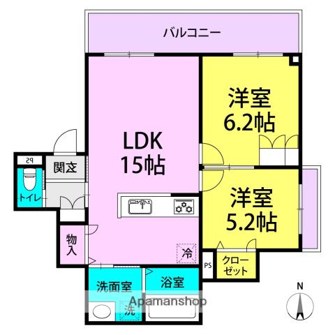 グラン フォレスタN(2LDK/3階)の間取り写真