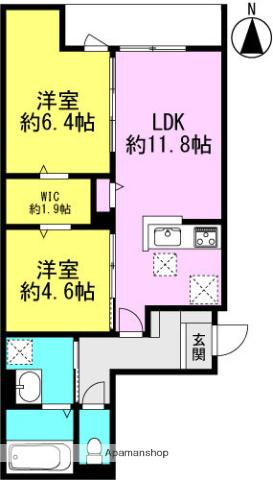 RIKO塚口(2LDK/1階)の間取り写真
