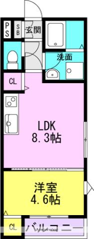 LA-CREA浜C棟(1LDK/3階)の間取り写真