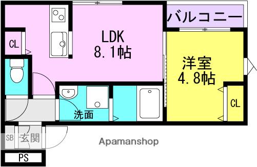 LA-CREA浜C棟(1LDK/3階)の間取り写真