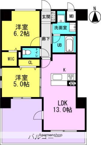 ティマー・レジデンシィ塚口(2LDK/3階)の間取り写真