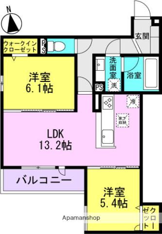 BRILANT(2LDK/1階)の間取り写真