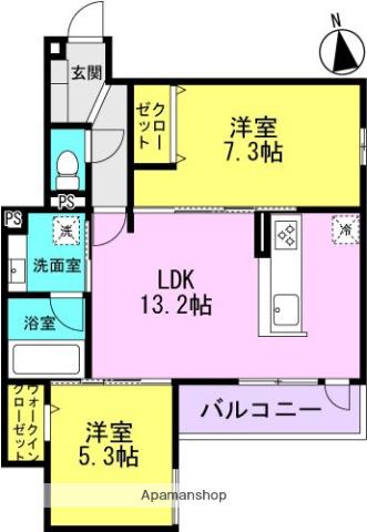 BRILANT(2LDK/2階)の間取り写真