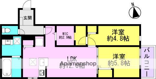 LAVENDEL(2LDK/1階)の間取り写真