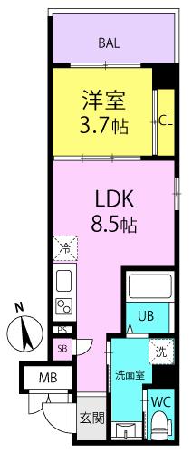 E-BONHEUR尼崎(1LDK/5階)の間取り写真