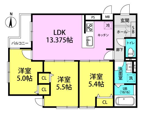 IL MIO CORTE塚口(3LDK/1階)の間取り写真