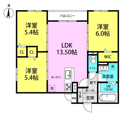 IL MIO CORTE塚口(3LDK/2階)の間取り写真