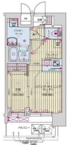 プレリス尼崎レーネヴィアPRELISSEAMAGASAKIRE(1LDK/15階)の間取り写真