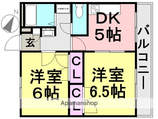 ラ・ピース栗山(2DK/2階)の間取り写真