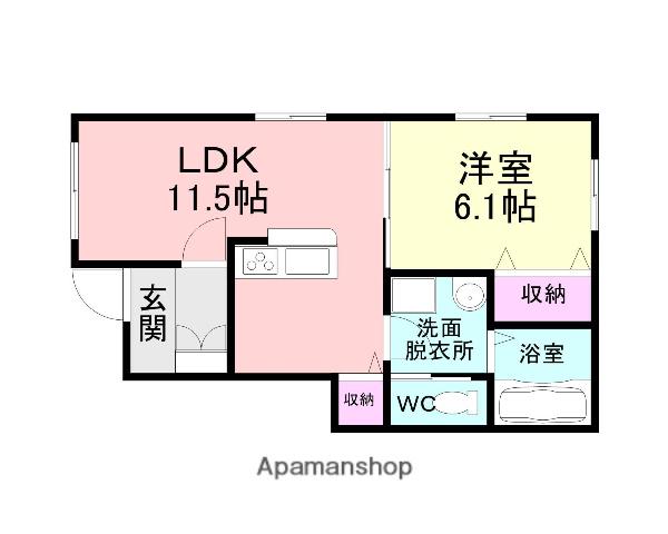 クローバーリーフ(1LDK/1階)の間取り写真