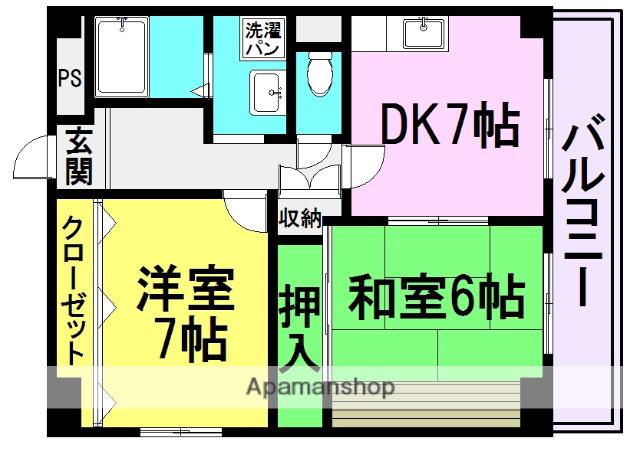 トゥエルブ稲葉荘(2DK/4階)の間取り写真