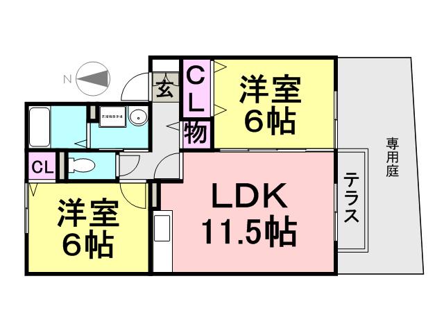 ライフランドスケープ(2LDK/1階)の間取り写真