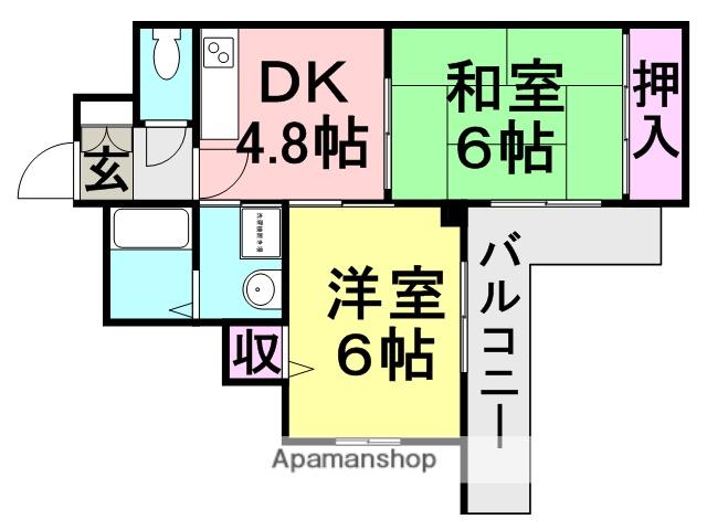 フローリッシュ崇徳院(2DK/4階)の間取り写真