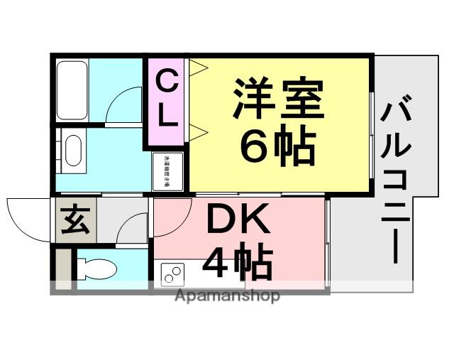 サウスサイド武庫之荘(1K/4階)の間取り写真