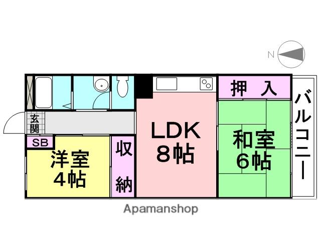 橋本第1マンション(2DK/2階)の間取り写真