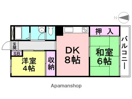 橋本第1マンション(2DK/4階)の間取り写真