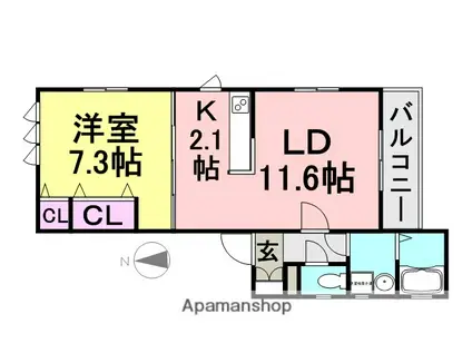 メゾン七松(1LDK/2階)の間取り写真