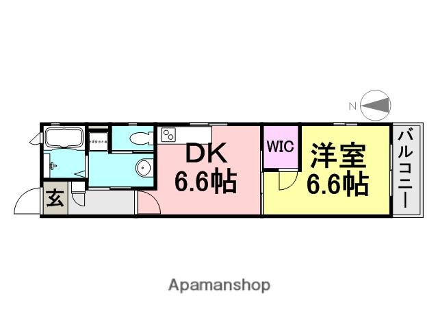 ツインコート(1DK/2階)の間取り写真