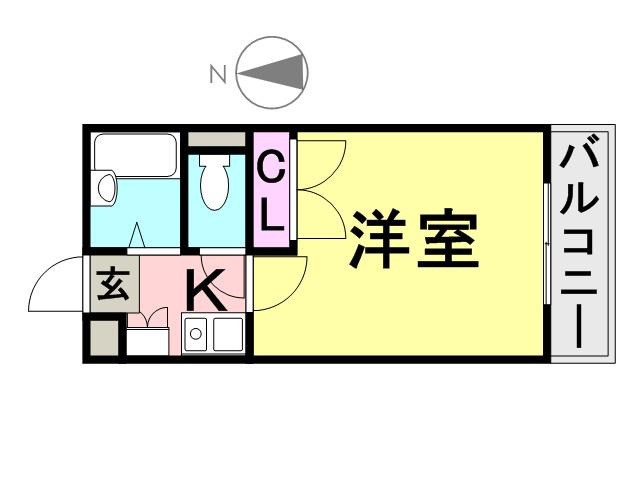 東海道本線 立花駅 徒歩9分 3階建 築30年(1K/3階)の間取り写真