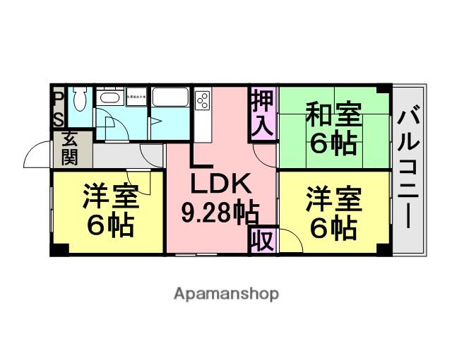 エコロシティ七松Ⅰ(3LDK/4階)の間取り写真