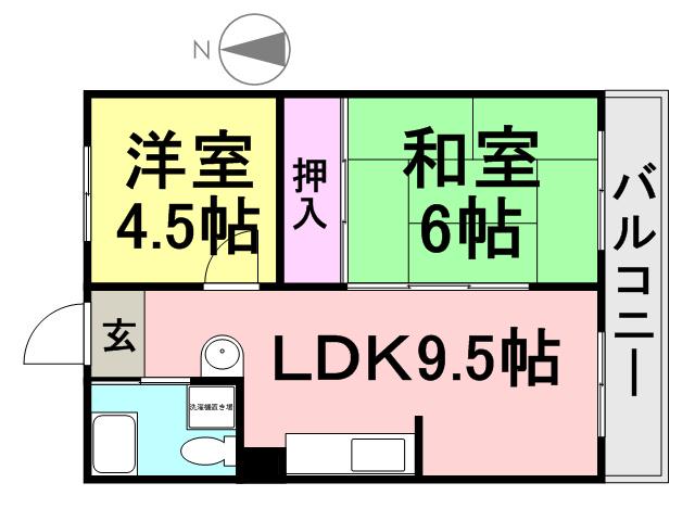 ハイツ雁替(2DK/2階)の間取り写真
