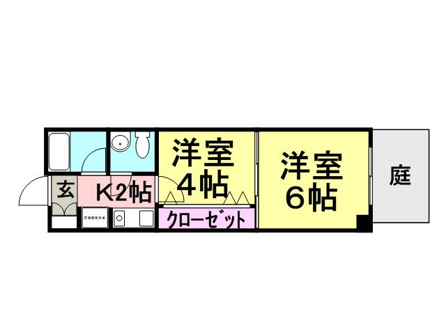 デュエット福住(2K/1階)の間取り写真