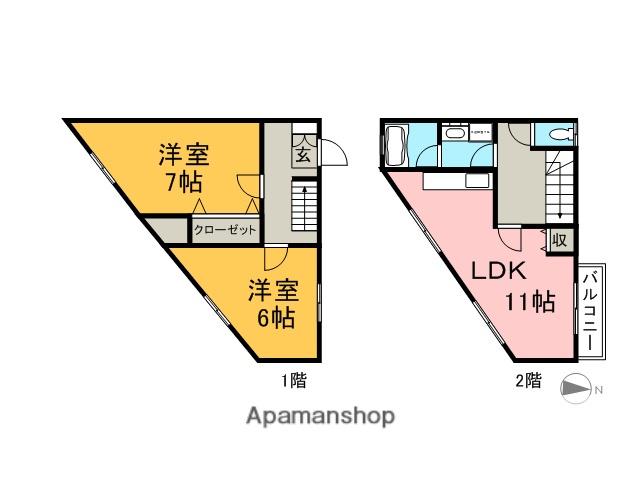 テラスハウスＷＡＫＯ(2LDK)の間取り写真