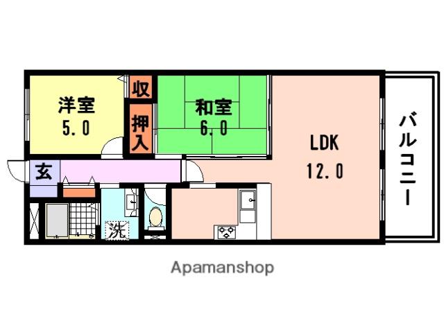 グランドゥール武庫之荘Ⅱ(2LDK/3階)の間取り写真