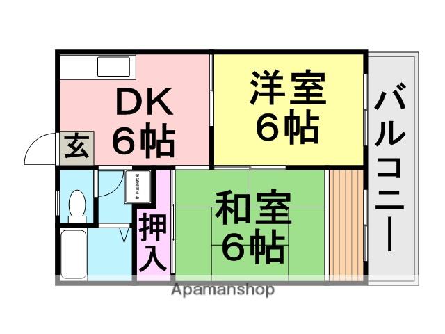 武庫川アプローズ(2DK/2階)の間取り写真