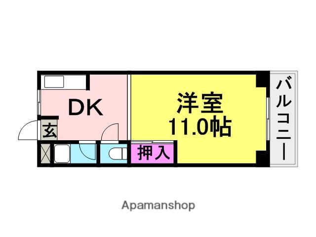 第2三和マンション(1DK/4階)の間取り写真