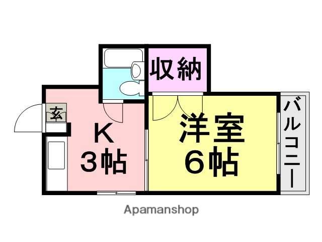 サンベールハイム(1K/2階)の間取り写真