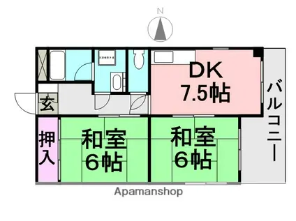 ファミールカシマ1(2DK/3階)の間取り写真