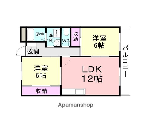 フリーダム武庫の里Ⅰ・Ⅱ(2LDK/3階)の間取り写真