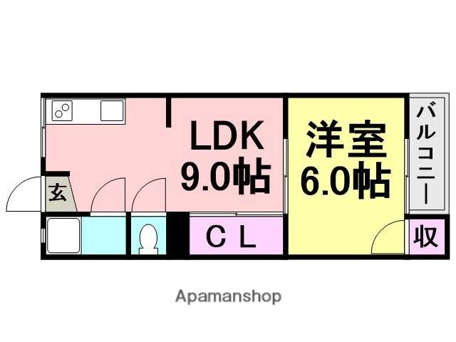 大栄マンション(1LDK/3階)の間取り写真