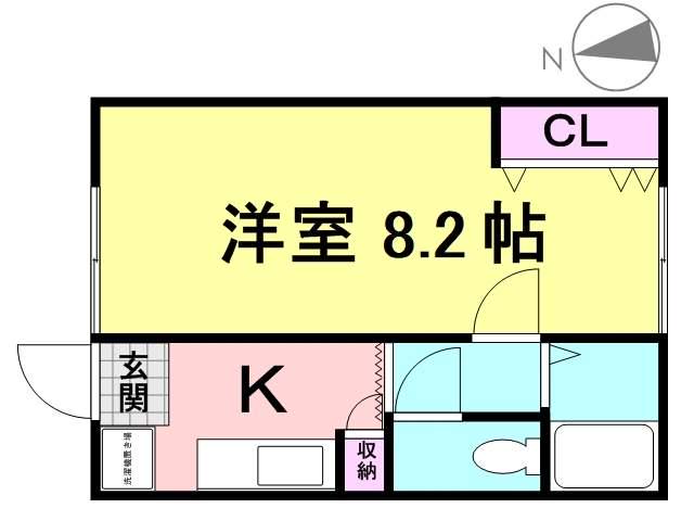 シャトー北大物(1DK/3階)の間取り写真