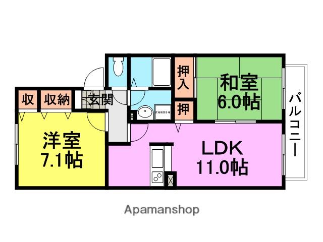 ジュネス武庫之荘3(2LDK/2階)の間取り写真