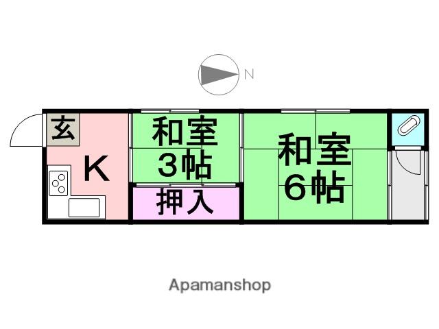 上ノ島アパート(2K/1階)の間取り写真