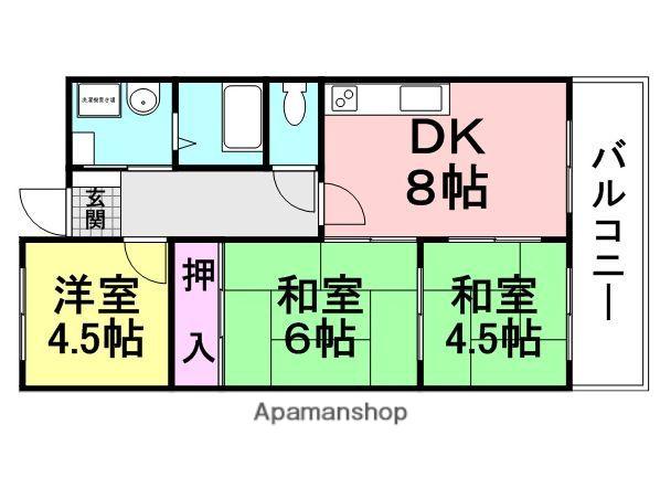 第9カシノハイツ(3LDK/1階)の間取り写真