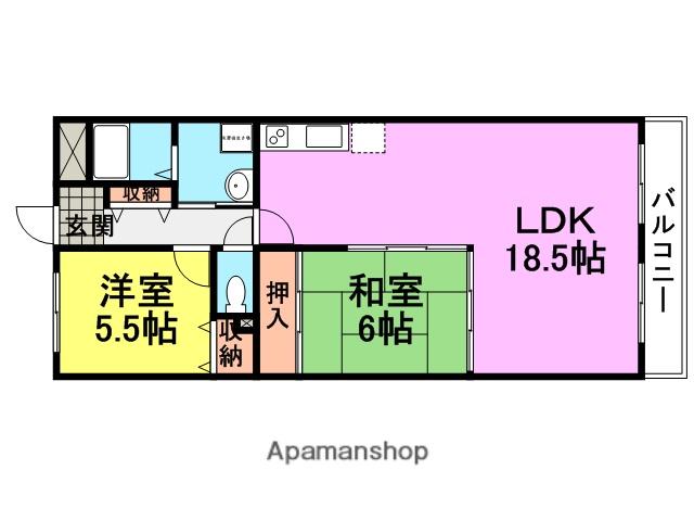 マンションあぜりあ(2LDK/6階)の間取り写真