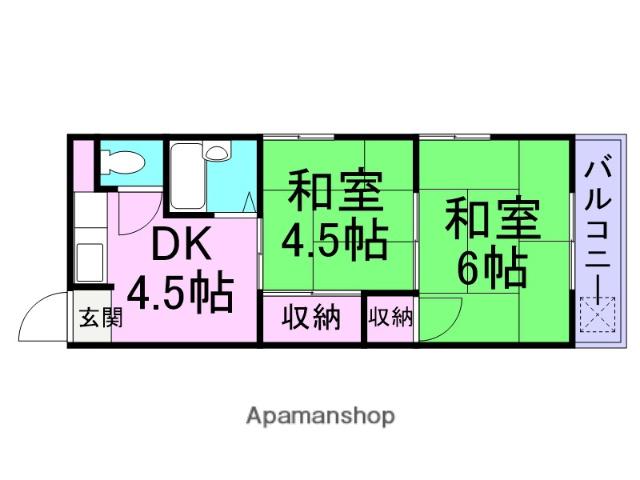 サンハイツ伊丹(2DK/1階)の間取り写真