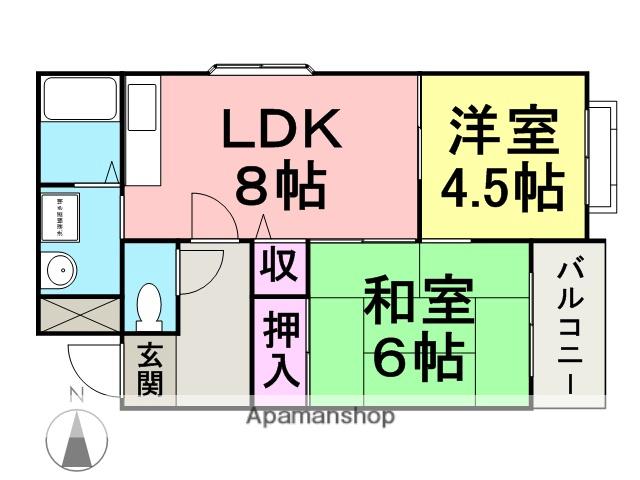 スペリティー岡山5番館(2DK/3階)の間取り写真
